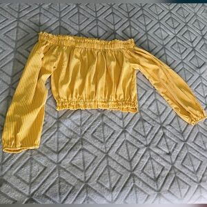 Yellow Off-Shoulder Striped Top